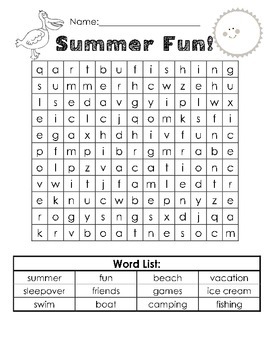 Summer Fun Word Puzzles by Angela Wargo | Teachers Pay Teachers