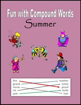 Preview of Summer Fun with Compound Words - Matching, Hidden Words, and Flashcards
