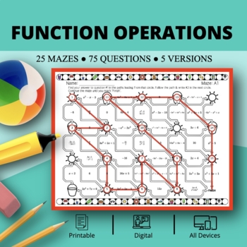 Preview of Summer: Function Operations Maze Activity