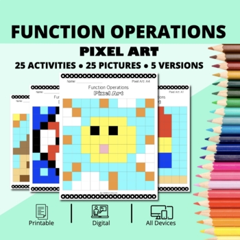Preview of Summer: Function Operations Pixel Art Activity