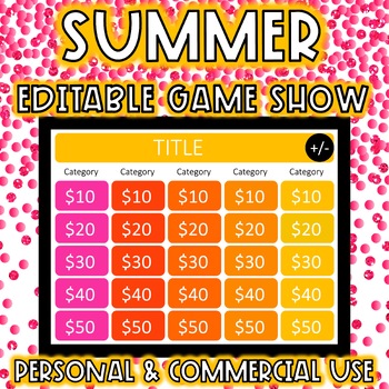 Preview of Summer Game Show Template EDITABLE Personal or Commercial Use End of Year