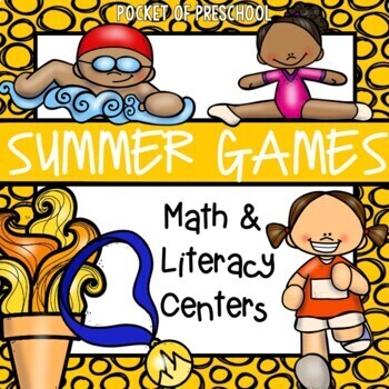 Preview of Summer Games Math and Literacy Centers Preschool, Pre-K, & Kindergarten