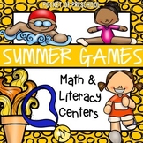 Summer Games Math and Literacy Centers Preschool, Pre-K, &