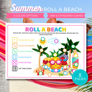 Preview of Summer Games, Summer Printables Dice Game, Fun Summer Activities