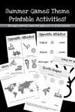 Summer Games Theme Printable Activities