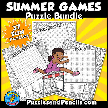Preview of Summer Games Word Search Puzzle with Coloring BUNDLE | 37 Wordsearch Puzzles