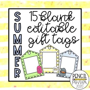 Preview of Summer Gift Tags | 15 Designs | Blank & Editable