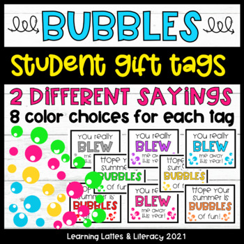 Preview of Summer Gift Tags Bubbles Student Tags End of School Year Student DIY Gift