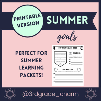 Preview of Summer Goals ⭐️ PRINTABLE ⭐️