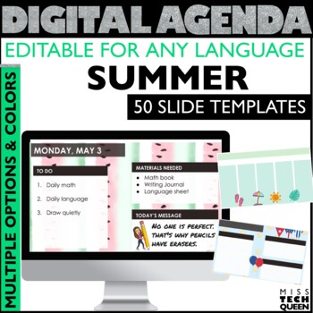 Preview of Summer Google Slides Templates May June Morning Meeting Agenda Schedule