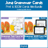Summer Grammar Print Task Cards and BOOM Cards BUNDLE