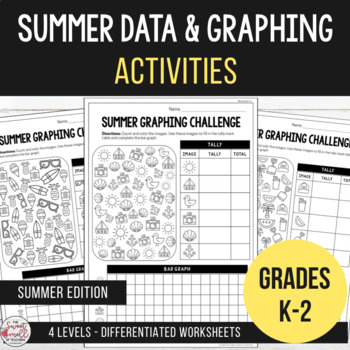 Preview of Summer Graphing and Interpreting Data - Differentiated Worksheets