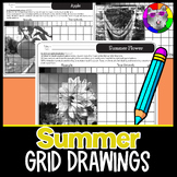 Summer Grid Drawings, Drawing and Shading Worksheets, 5th 