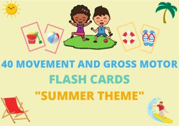Preview of Summer Gross Motor Flashcards/Movement Cards (Physical Therapy games/activities)