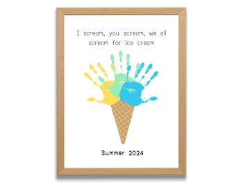 Preview of Summer Handprint Art, Summer Craft, Summer Handprint Craft, Ice cream Craft Kids