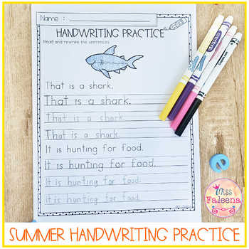 summer handwriting practice by miss faleena teachers pay teachers