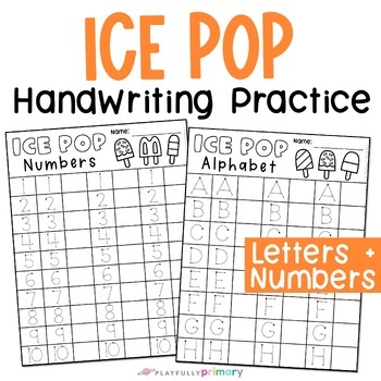 Preview of Popsicle Handwriting Practice Sheets, Number + Letter Formation Practice Sheets