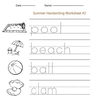 summer handwriting worksheet 2 by handwritables tpt