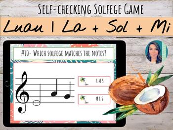 Preview of Summer Hawaiian Luau | La Sol Mi | Solfege Self-Checking Game