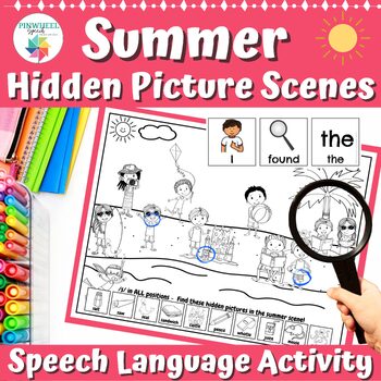 Preview of Summer Hidden Picture Scenes Printable Articulation Carryover Speech Therapy