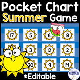 Preview of Summer Hidden Objects Pocket Chart Game, Preschool & Kindergarten Summer Review