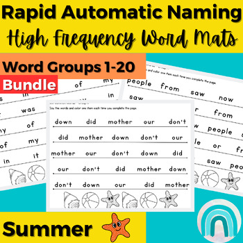 Preview of Summer High Frequency Words Sight Word Rapid Automatic Naming Activities 1-20