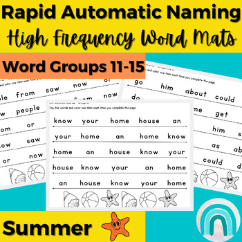 Preview of Summer High Frequency Words Sight Word Rapid Automatic Naming Activities 11-15
