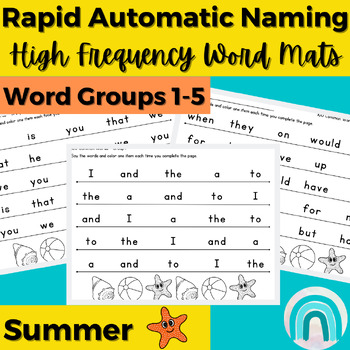 Preview of Summer High Frequency Words Sight Words Rapid Automatic Naming Activities 1-5