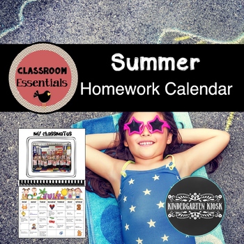 Preview of Summer Homework Calendar