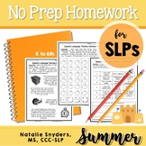Summer Homework Packet for Speech-Language Therapy
