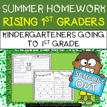 Preview of Summer Homework for Rising 1st Graders (K going to 1st Gr.) - Distance Learning