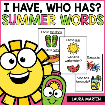 Preview of Summer I Have Who Has Game - Summer Vocabulary - Summer Word Game