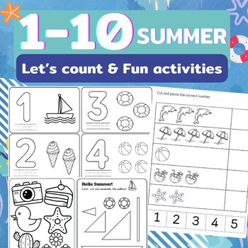 Preview of Summer, I can count! 1-10 , fun activities for pre. K, Kindergartener