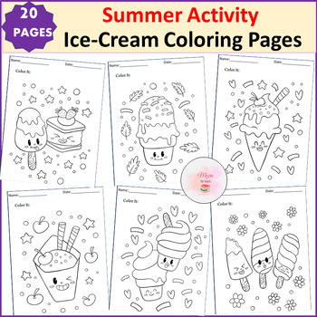 Preview of Summer & Ice-Cream Activity : Coloring page worsheets | Hello June Activity