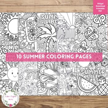 Preview of Summer Doodle Coloring Pages Quotes Relaxing Calm End of Year Activity Ice Cream