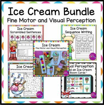 Preview of Occupational Therapy Summer Ice Cream Fine Motor & Visual Perception Activities