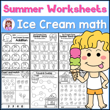 Preview of Summer Ice Cream Math Worksheets