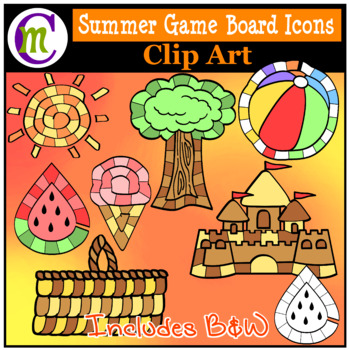 Preview of Summer Icon Game Boards Clip Art CM