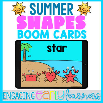 Preview of Summer Identifying Shapes Boom Cards™ | Preschool Pre-K FREEBIE