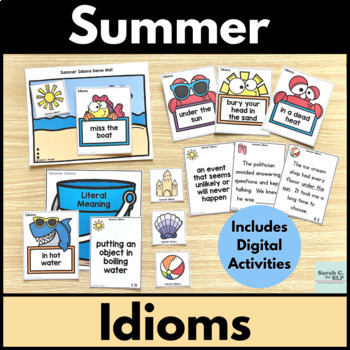 Preview of Summer Idioms Printable & Digital Activities for Figurative Language