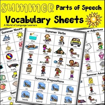 Summer Illustrated Vocabulary Sheets by A World of Language Learners