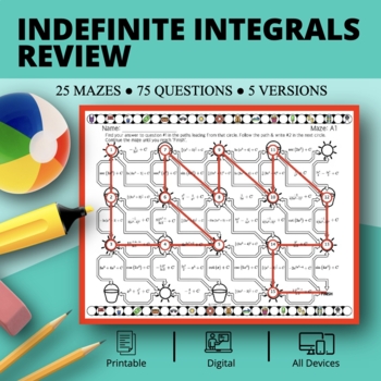 Preview of Summer: Indefinite Integrals REVIEW Maze Activity
