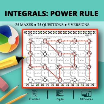 Preview of Summer: Integrals Power Rule Maze Activity