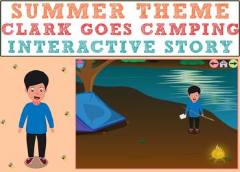 Preview of Summer Interactive Activity - Clark Goes Camping BOOM CARDS