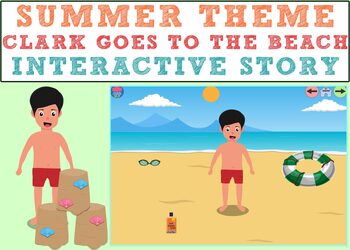 Preview of Summer Interactive Activity - Clark Goes to the Beach BOOM CARDS