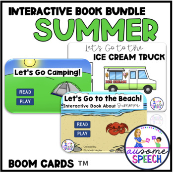 Summer Interactive Books (Camping, Ice cream, Beach) Boom Cards | TpT