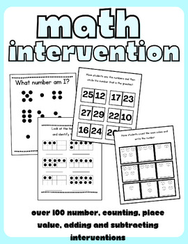 Preview of Summer Intervention Binder - Math Intervention K-2 - Summer School, Homeschool