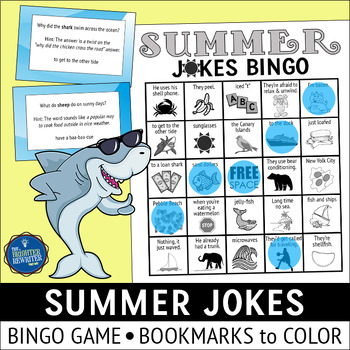 Preview of Summer Jokes Bingo Game and Bookmarks to Color