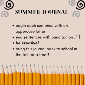 Preview of Summer Journal Instructions