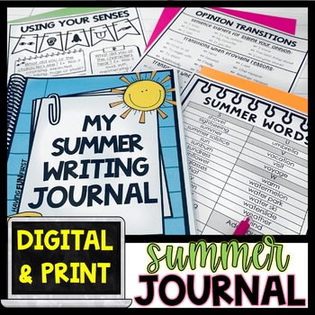 Preview of Summer Journal Writing | Summer Activities | Digital Google and Print